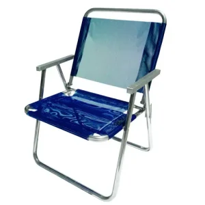 Cadeira de Praia Varanda Extra Larga 130 kg Azul Royal em Alumínio BTF