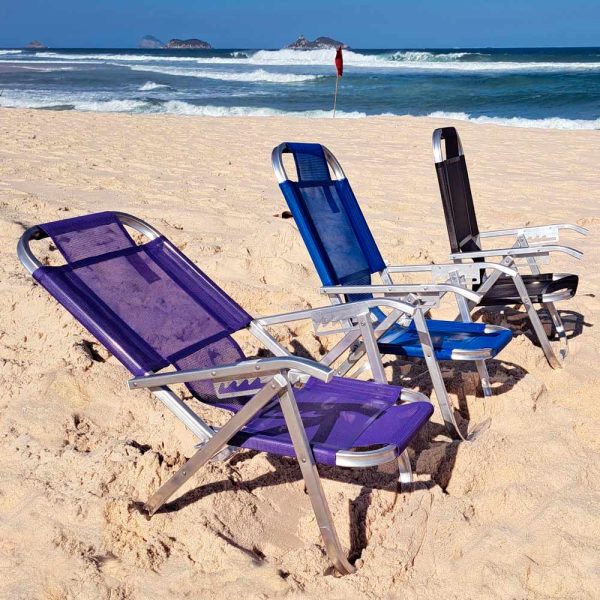 Cadeira de Praia Reclinável Ipanema Azul Royal em Alumínio BTF - Imagem 3