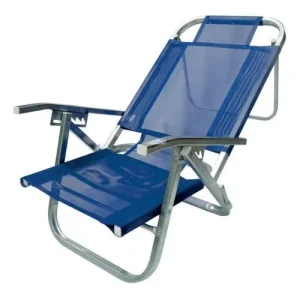 Cadeira de Praia Reclinável Copacabana Azul Royal em Alumínio BTF
