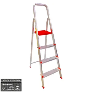 Escada Doméstica 4 Degraus em Alumínio BTF
