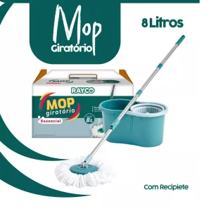 Mop Giratório Fit c/ cesto plástico 8L e 1 refil Rayco