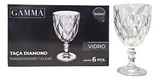 Jogo Com 6 Taças Diamond Transparente Gamma - 340ml