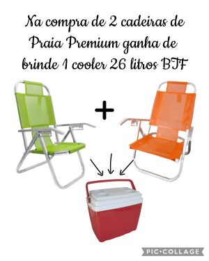 Kit 2 Cadeiras de Praia + Caixa Térmica