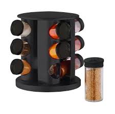 Porta Temperos E Condimentos Giratório Com 9 Potes De Vidro Cor Preto - Imagem 2