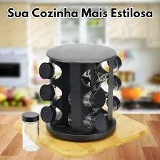 Porta Temperos E Condimentos Giratório Com 9 Potes De Vidro Cor Preto - Imagem 3