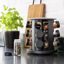 Porta Temperos E Condimentos Giratório Com 9 Potes De Vidro Cor Preto